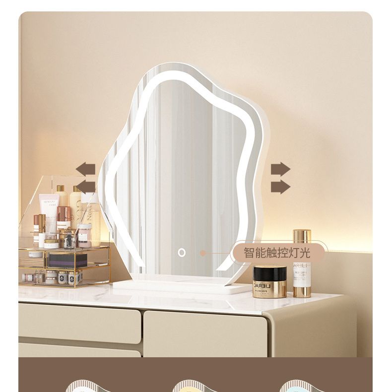 2025新款梳妆台卧室斗柜一体现代简约实木化妆桌床头柜小户型奶油