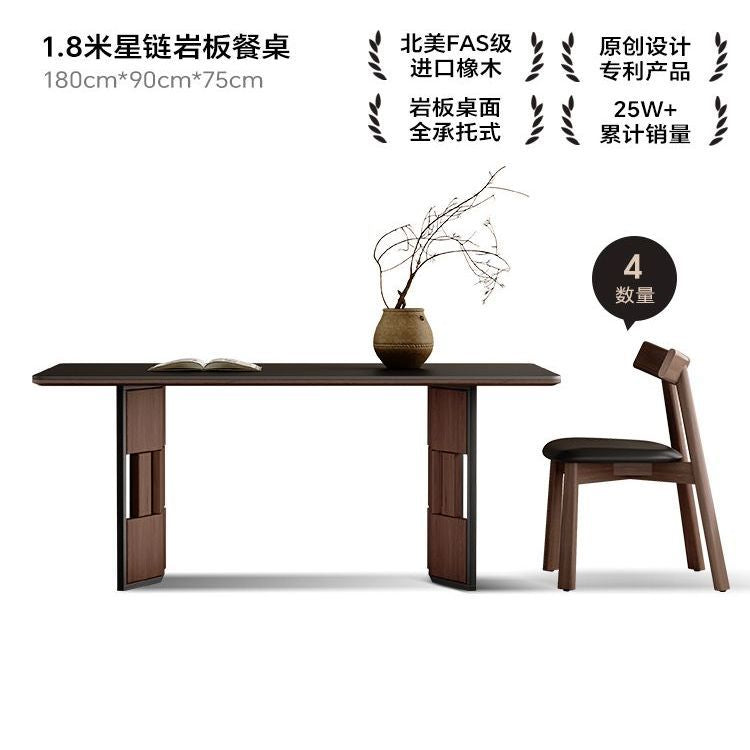 实木岩板意式餐桌现代长方形家用简约小户型组合餐桌椅饭桌