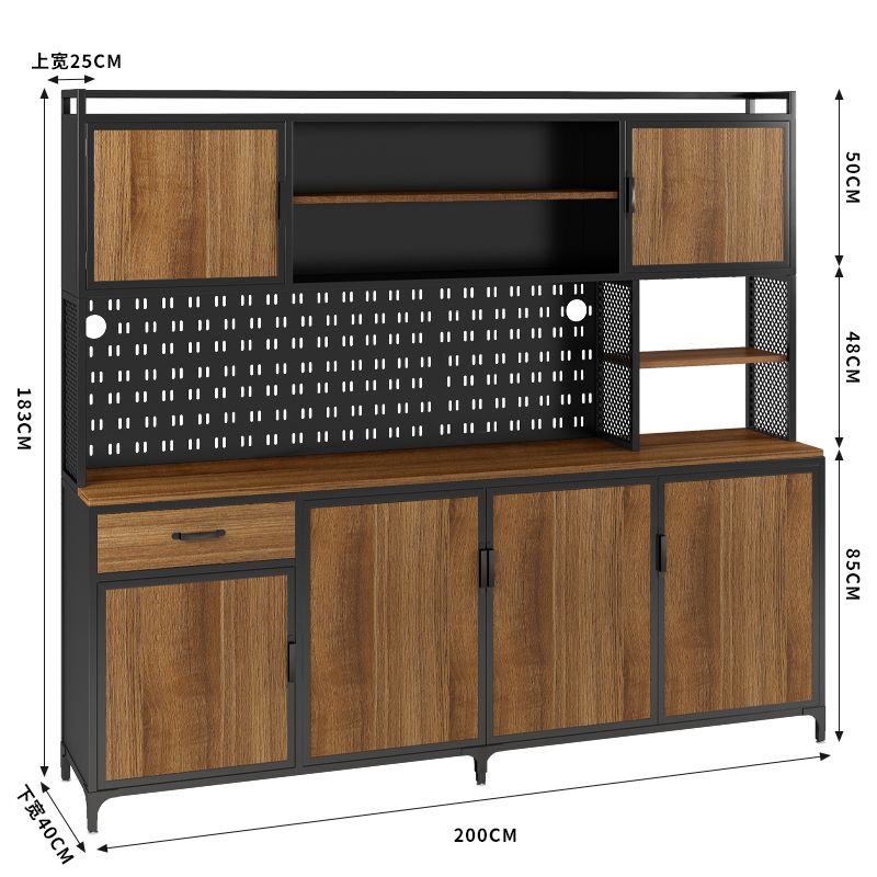 铁艺实木工业风餐边柜储物柜靠墙茶水柜客厅置物柜复古咖啡边柜