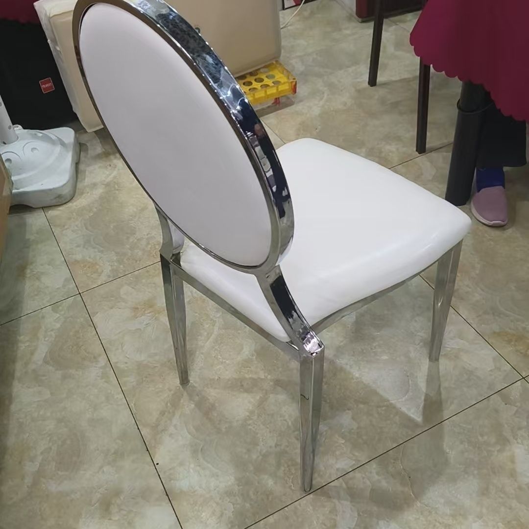酒店宴会厅椅子草坪饭店竹节结婚婚礼拿破仑白色靠背椅金色婚庆