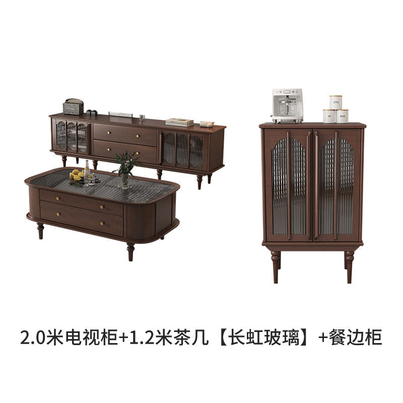 美式复古茶几电视柜组合现代简约欧式法式实木客厅客厅全套家具