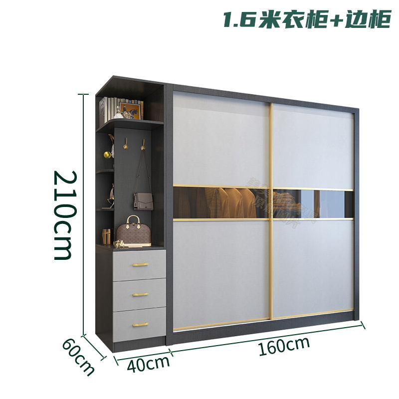 荔美居实木杉木推拉移门衣柜衣橱定制环保防潮加高卧室家用隔断柜