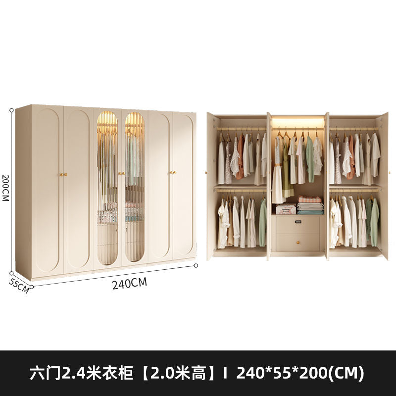 法式奶油风衣柜小户型家用柜子现代简约卧室通顶储物柜定制大衣橱