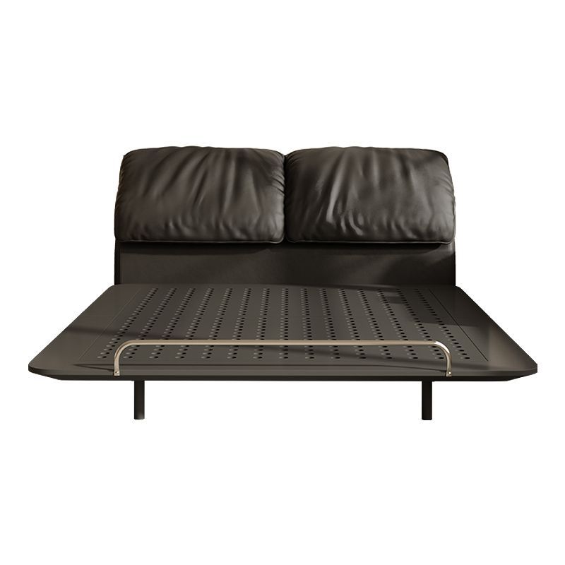 侘寂风钢艺床意式复古碳素钢齐边主卧床小户型大象耳朵真皮悬浮床