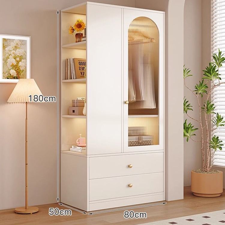 实木衣柜床头柜一体卧室家用奶油风衣橱小户型床边收纳置物储物柜