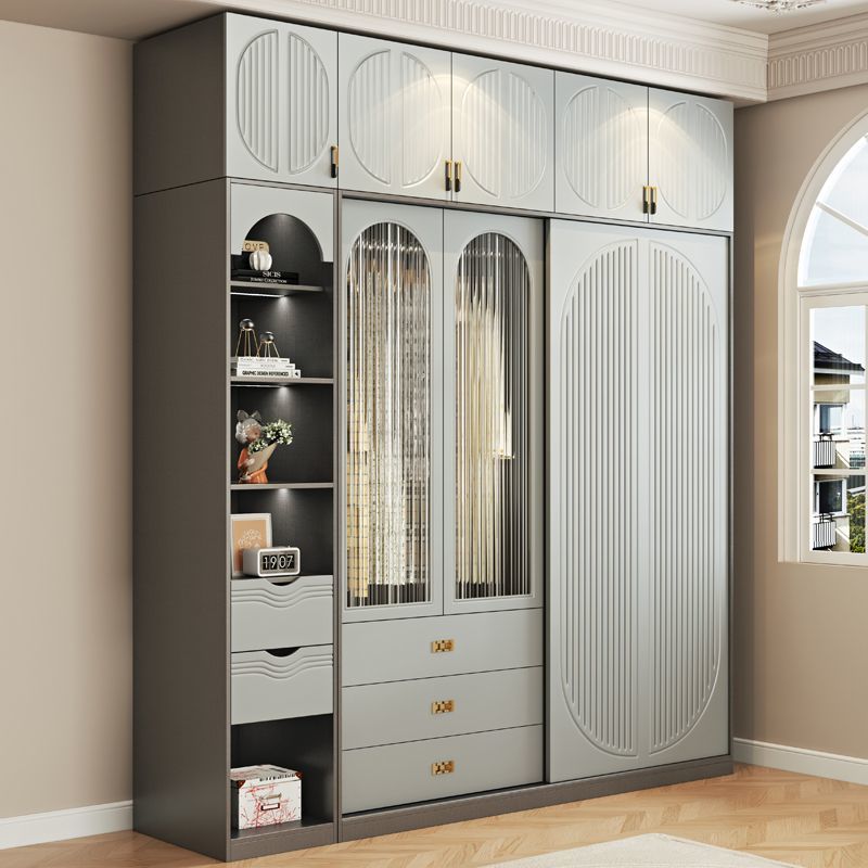 轻奢风北欧推拉门衣柜家用卧室儿童衣柜带书桌一体转角组合衣橱柜