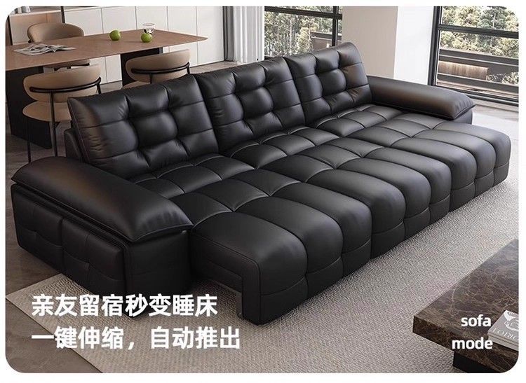 意式電動真皮沙發靠牆勞倫斯功能客廳智能真皮沙發牛皮伸縮沙發牀