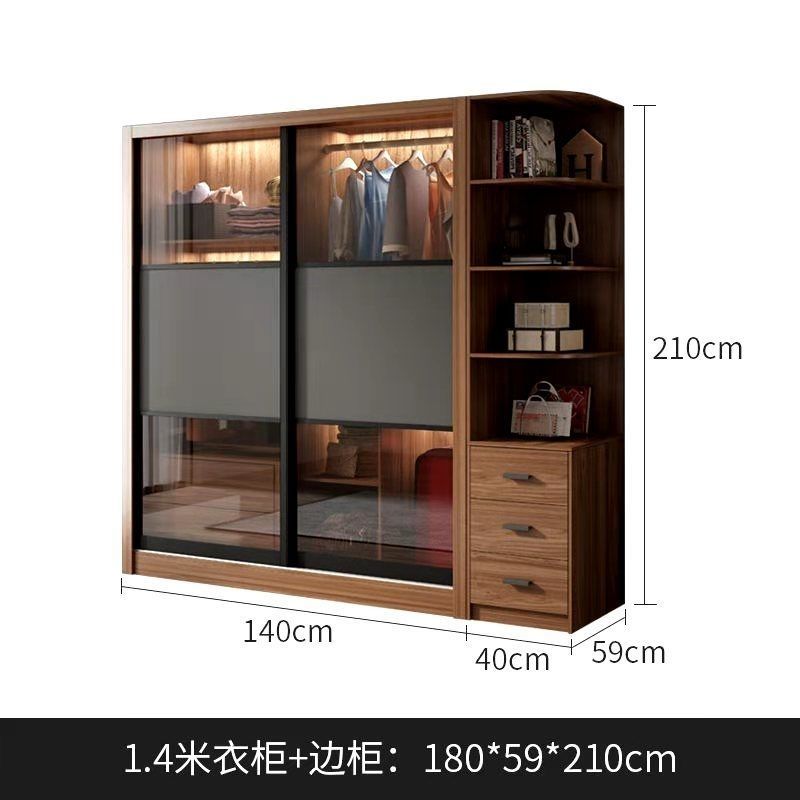 推拉门衣柜大衣柜玻璃门现代北欧简约家用卧室家具高组合组装衣橱