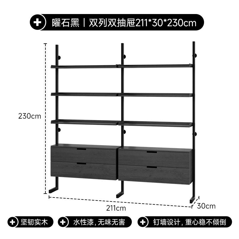 实木展示柜书架一体靠墙办公家用2024高端落地款文件柜分层置物架