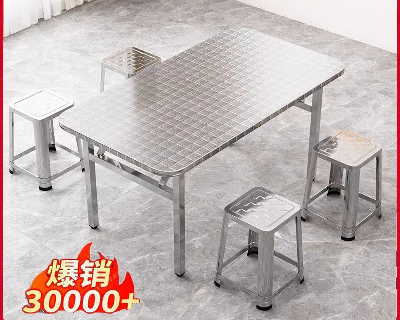 特厚不锈钢折叠长方形桌免安装家用户外摆摊夜市吃饭桌便携餐桌子