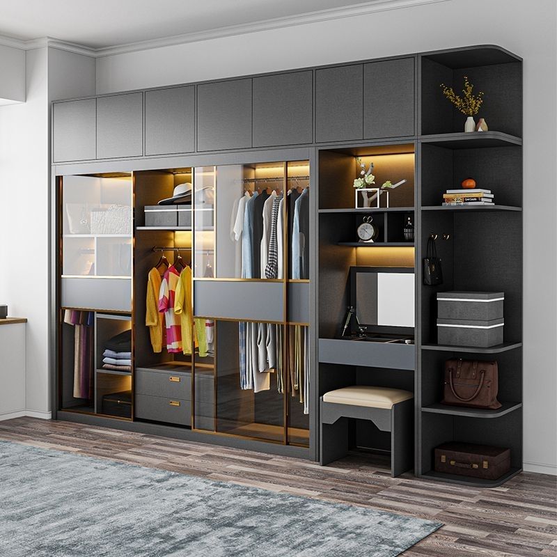 衣柜简易组装柜推拉门轻奢意式极简现代储物柜衣帽间卧室大衣柜