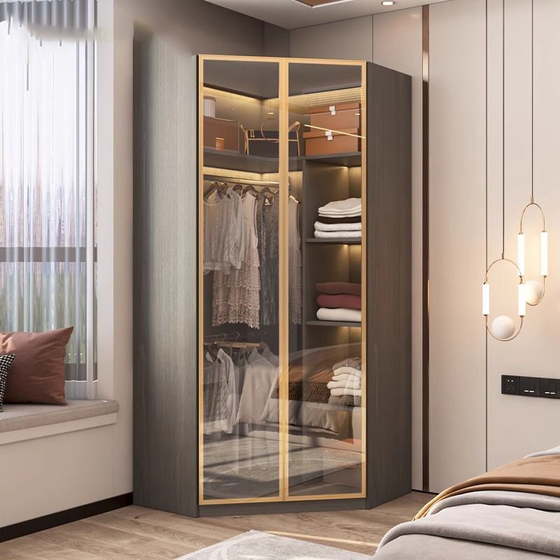 转角衣柜收纳柜三角形角柜小户型家用多功能墙角储物柜拐角置物柜