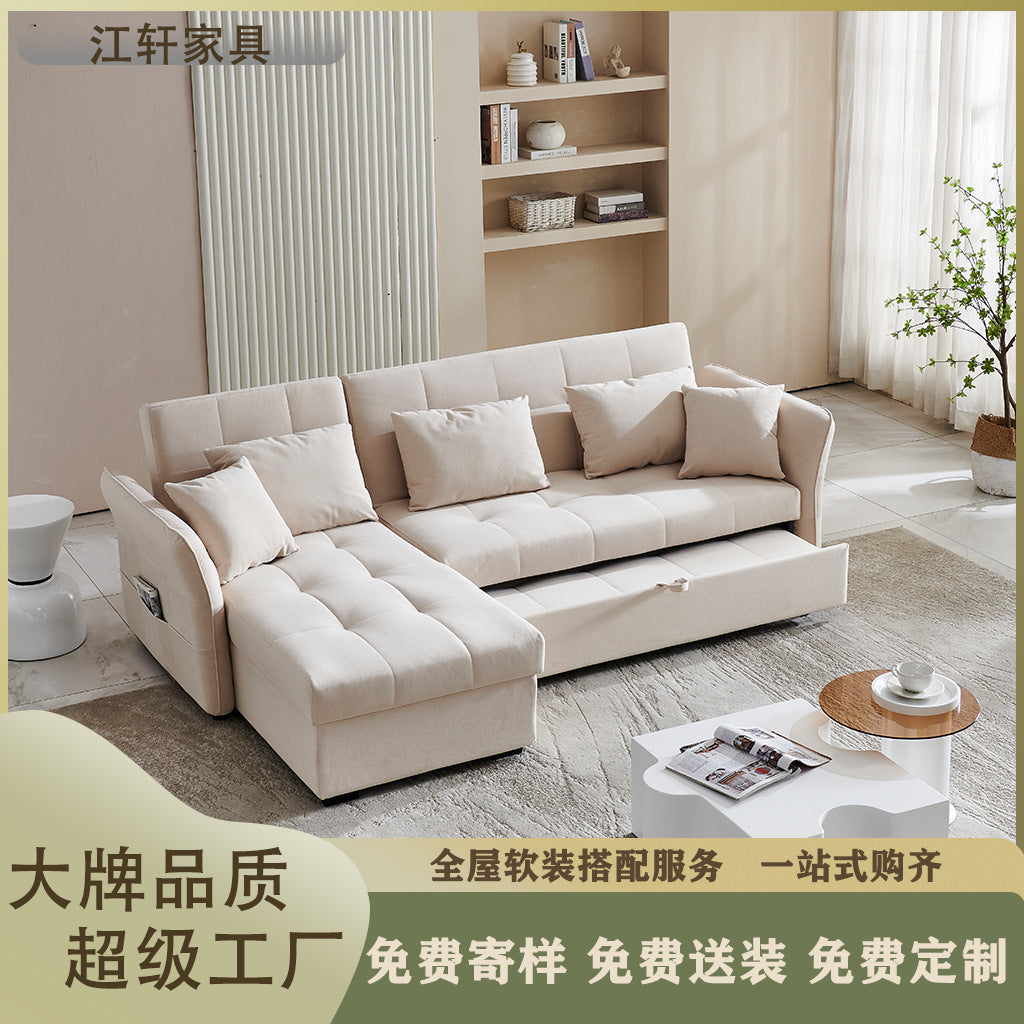 小户型奶油风沙发床可折叠两用客厅卧室带储物伸缩沙发储物沙发床