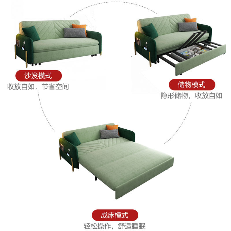 多功能抽拉沙发床 跨境阳台简易小户型可折叠绒布储物床可拆洗潮