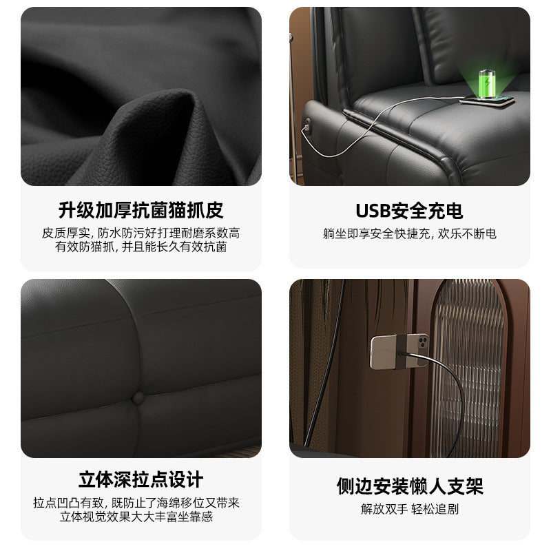 真皮电动沙发床 小户型客厅书房公寓智能折叠储物沙发床跨境专供
