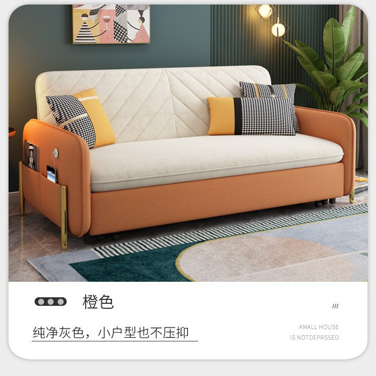 多功能抽拉沙发床 跨境阳台简易小户型可折叠绒布储物床可拆洗潮