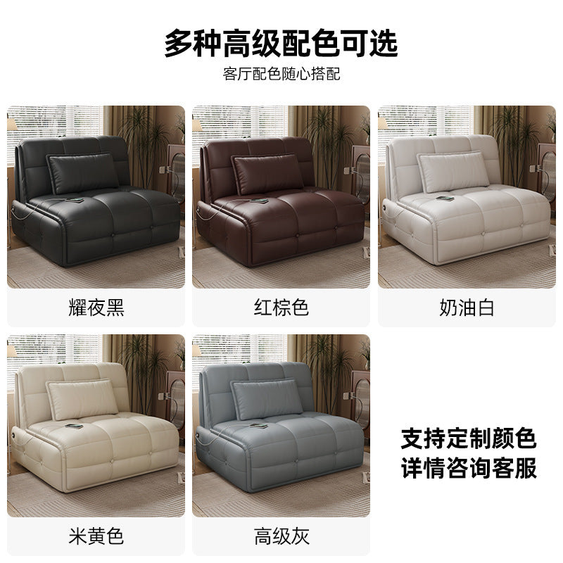 真皮电动沙发床 小户型客厅书房公寓智能折叠储物沙发床跨境专供