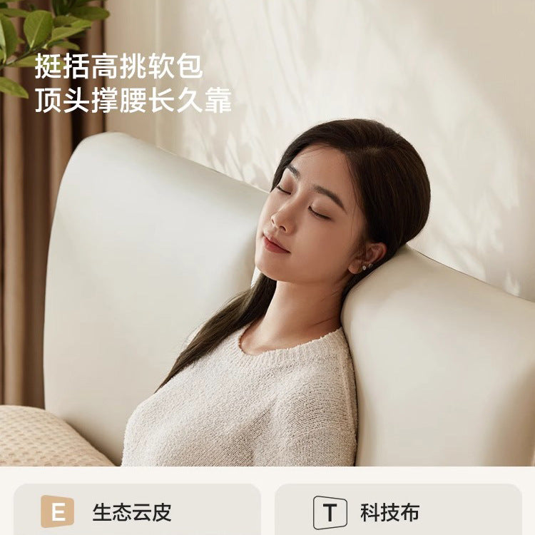 科技布艺床现代简约悬浮大象耳朵床奶油风床主卧皮床无床头