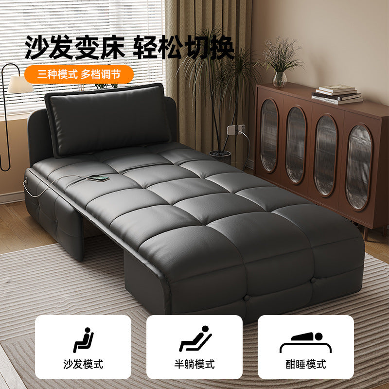 真皮电动沙发床 小户型客厅书房公寓智能折叠储物沙发床跨境专供