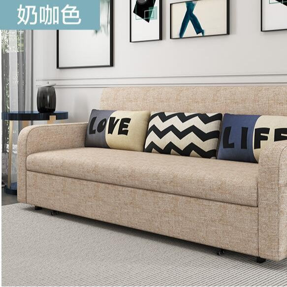 可折叠客厅沙发床两用小户型双人可拆洗乳胶布艺1米8变床一件代发