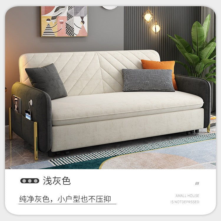 多功能抽拉沙发床 跨境阳台简易小户型可折叠绒布储物床可拆洗潮