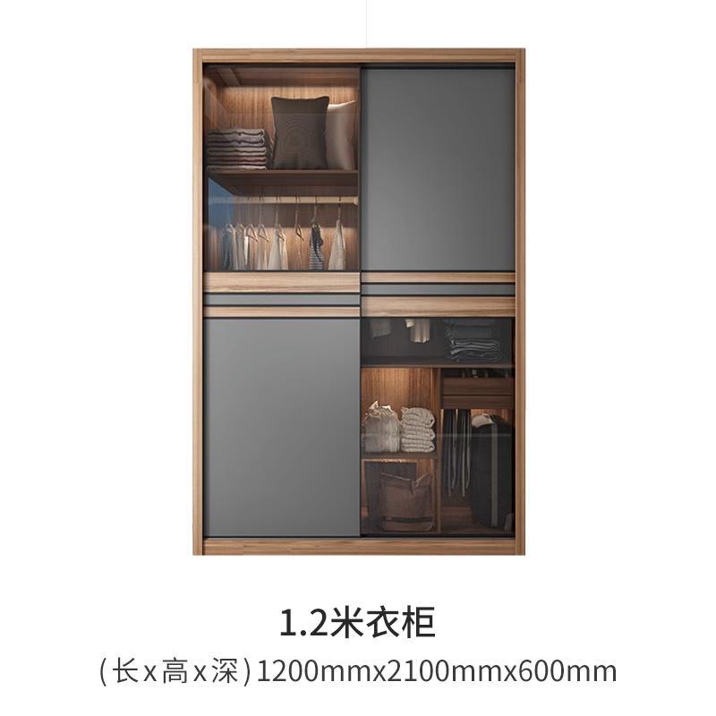 北欧推拉门衣柜卧室家用小户型柜子简约现代移简易出租房衣橱储物