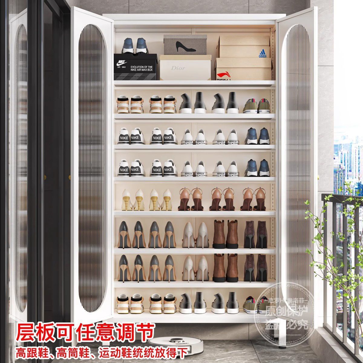 钢制鞋柜家用门口入户阳台带门铁皮防尘防腐大容量多层收纳储物柜