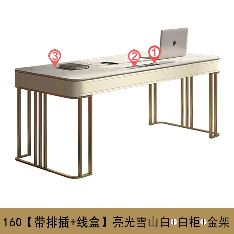 意式輕奢高端巖板書桌書椅家用現代簡約小戶型北歐辦公寫字電腦桌