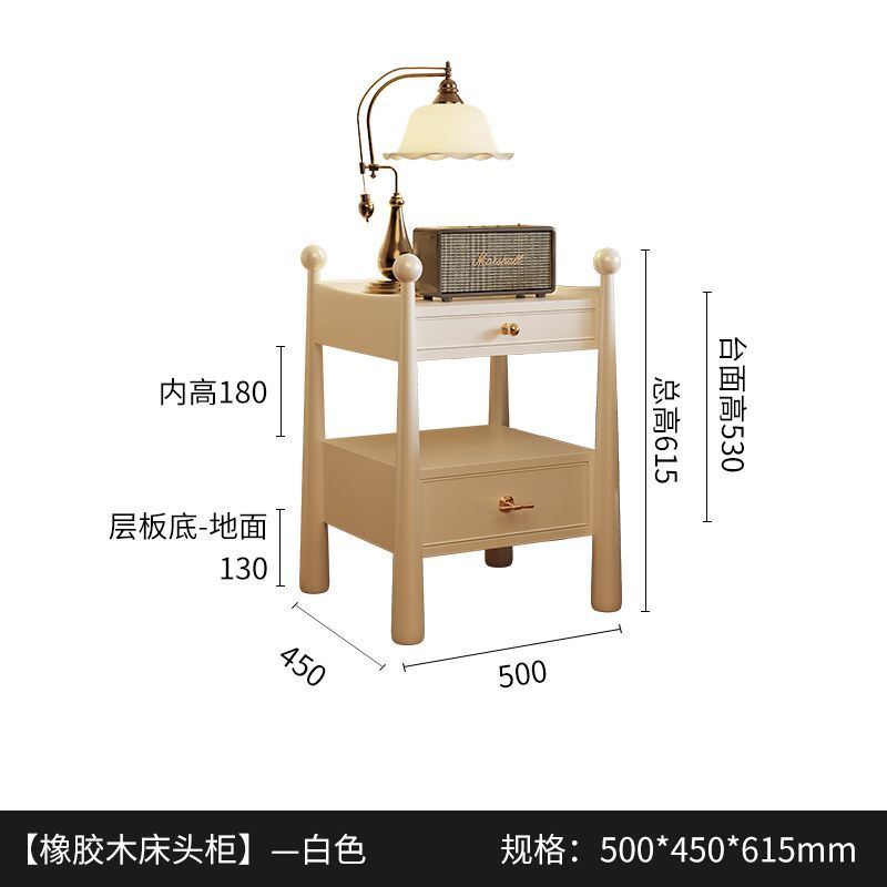 法式復古全實木牀頭櫃小戶型黑色牀頭置物架家用臥室中古風牀邊櫃