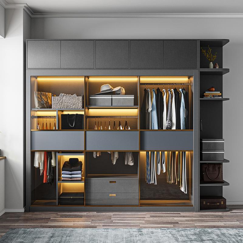 衣柜简易组装柜推拉门轻奢意式极简现代储物柜衣帽间卧室大衣柜