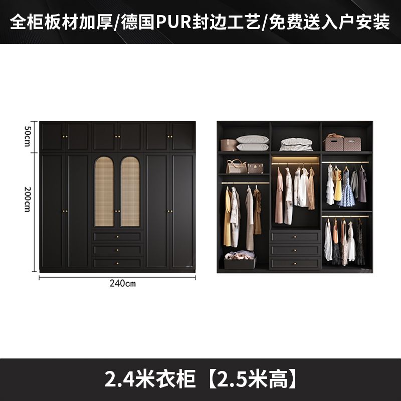 中古风衣柜黑色柜子衣柜家用卧室小户型现代简约边柜顶柜现货美式