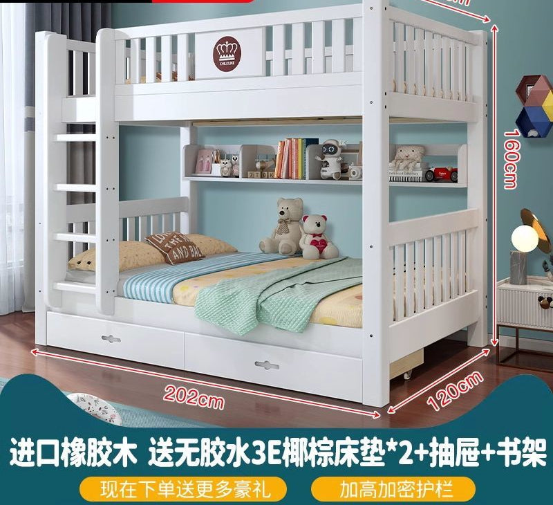 上下同宽双层床经济型床子母床儿童床高低床全实木上下铺简约木床