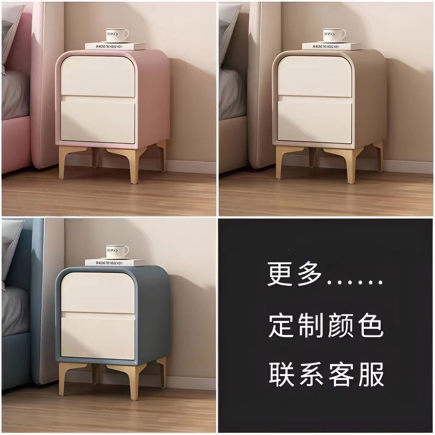 2023年新款收納簡約現代兒童牀頭櫃軟包奶油風免安裝牀頭櫃家用