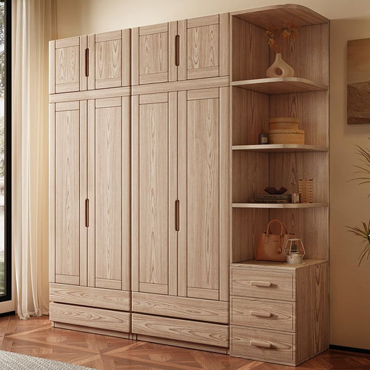 北欧白蜡木实木衣柜卧室落地储物柜大衣橱现代轻奢简约收纳原木风