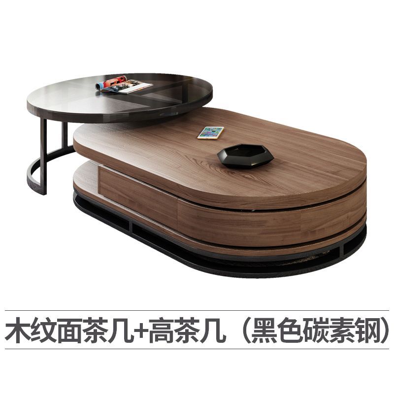 意式极简茶几电视柜客厅2025新款茶桌家用小户型简约圆形钢化玻璃