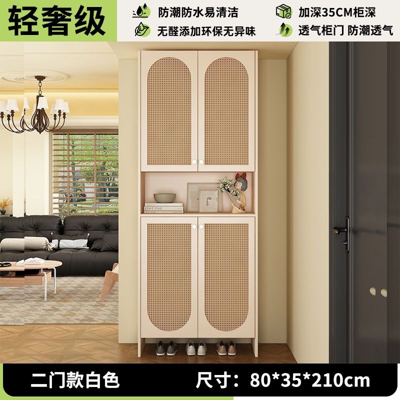入户收纳鞋柜复古家用藤编门口透气隔断新款玄关靠墙储物落地鞋柜