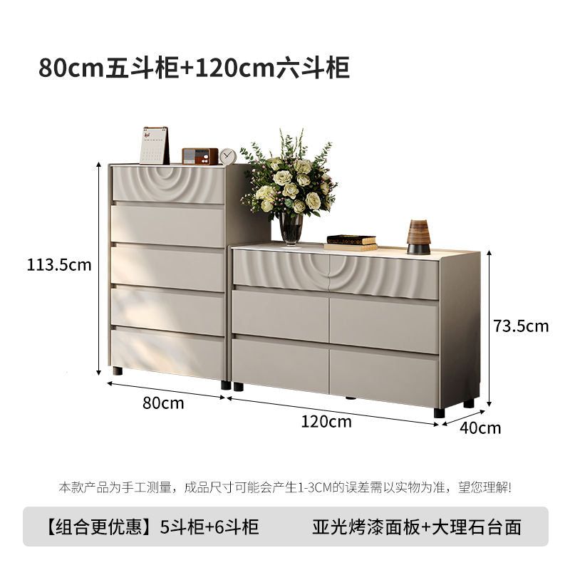 意式八斗柜法式极简床尾收纳柜现代简约客厅五六斗边柜实木抽屉