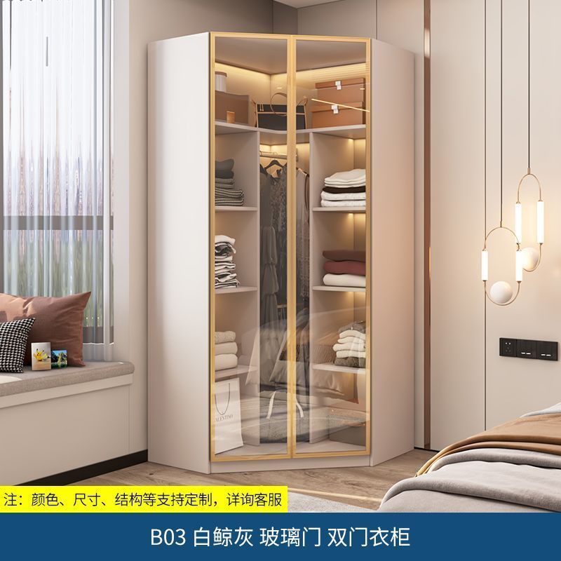 转角衣柜收纳柜三角形角柜小户型家用多功能墙角储物柜拐角置物柜