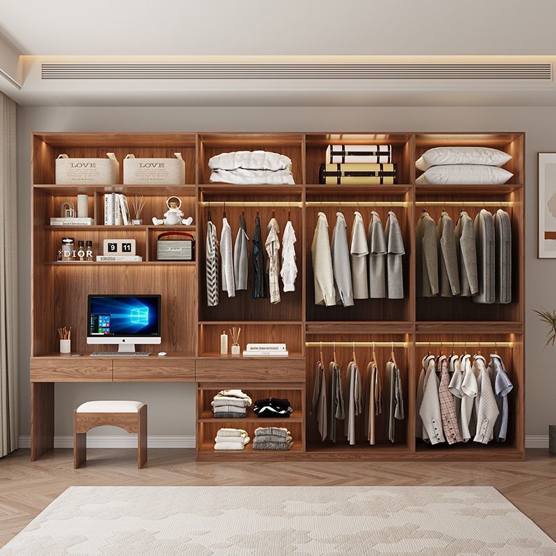 定制ENF级欧松板连体书桌衣柜组合儿童学习桌衣橱电脑桌一体大柜