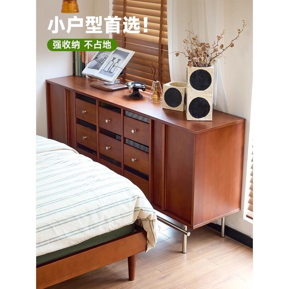 复古北欧实木客厅边柜储物柜卧室小户型床尾简约收纳柜中抽屉九斗