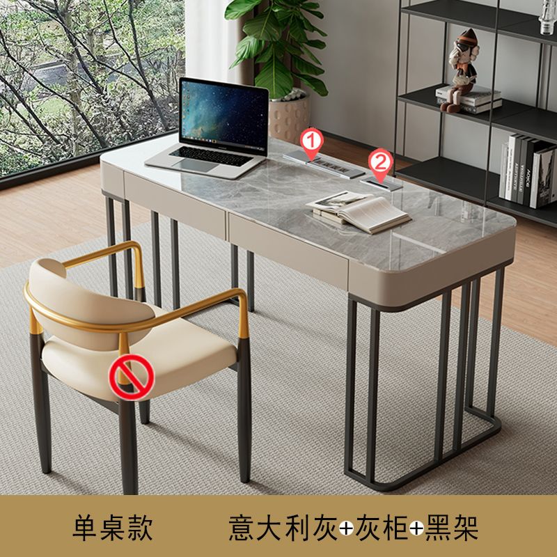 意式轻奢高端岩板书桌书椅家用现代简约小户型北欧办公写字电脑桌