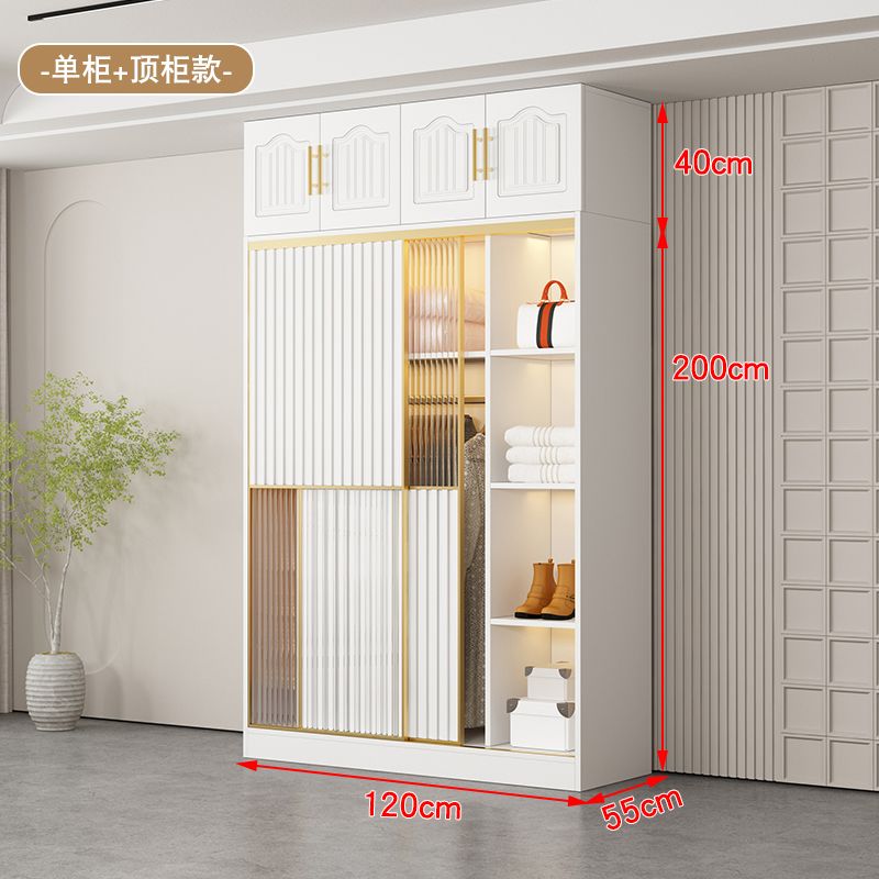 法式轻奢衣柜实木现代简约卧室家用玻璃门梳妆台组合衣橱组装衣柜