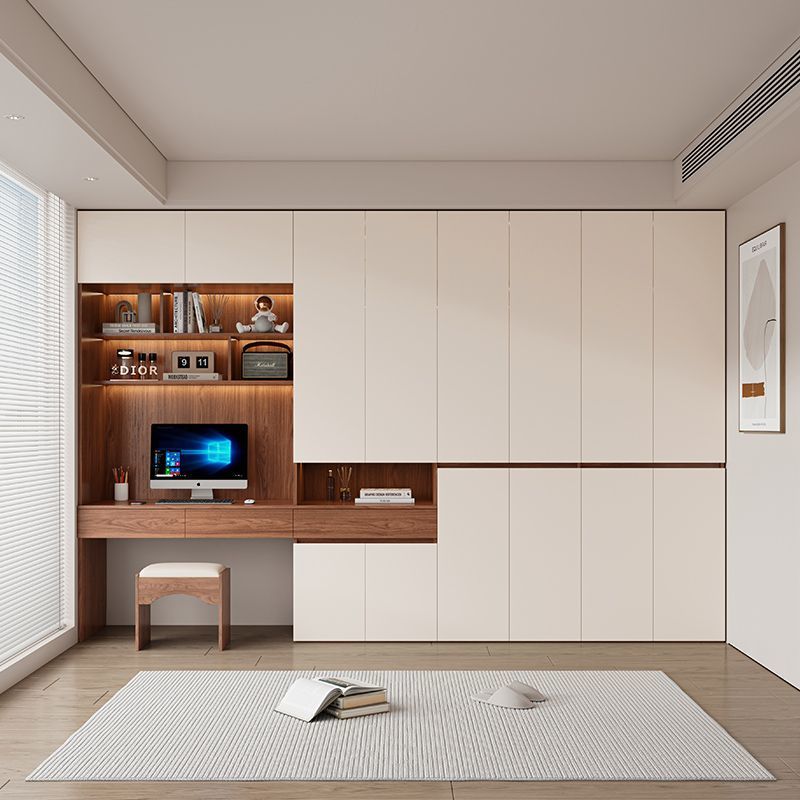 定制ENF级欧松板连体书桌衣柜组合儿童学习桌衣橱电脑桌一体大柜