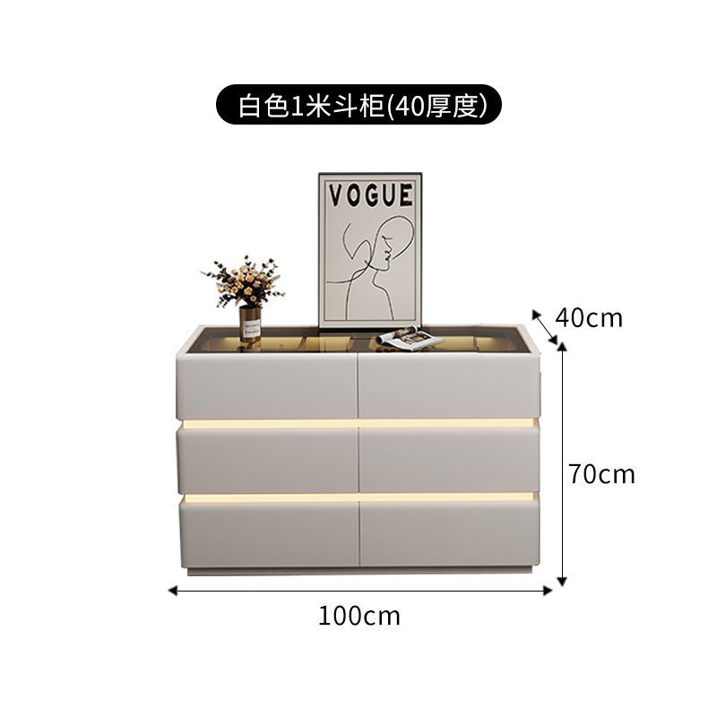 奶油风斗柜一体梳妆台卧室小户型极窄带灯可转角六斗收纳柜化妆台