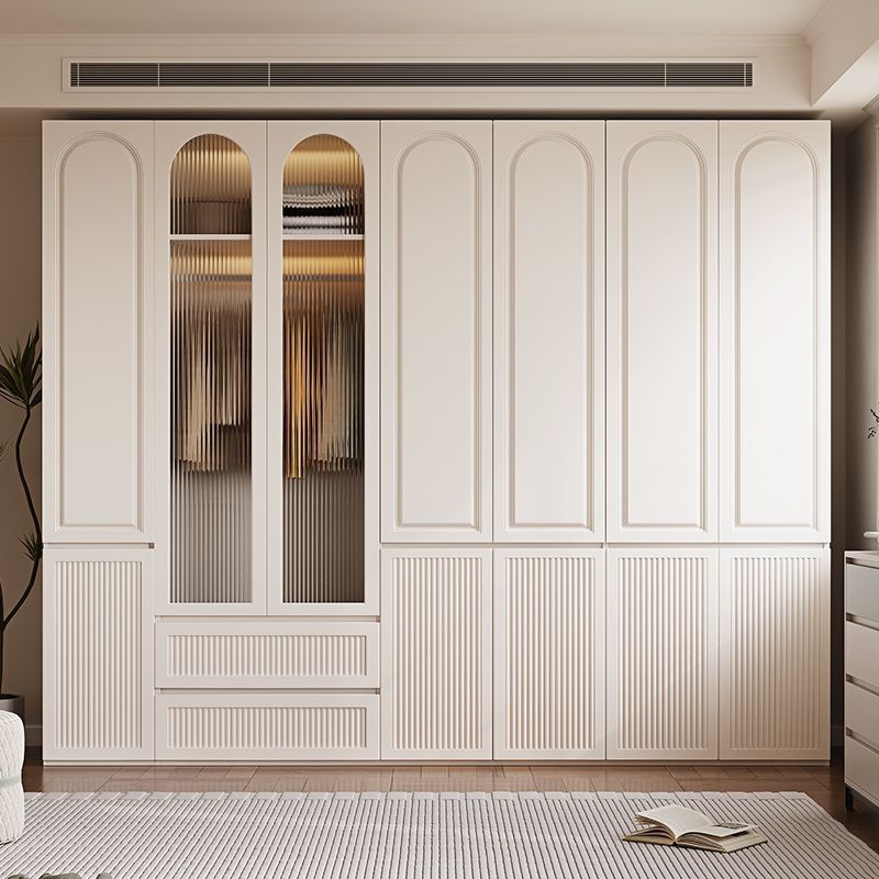 法式奶油风分段式衣柜家用卧室免拉手对开门衣服柜子一门到顶衣橱