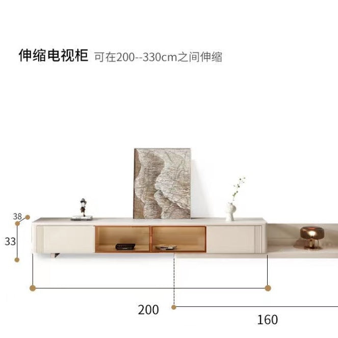 法式奶油風圓形茶几組合小戶型客廳家用網紅侘寂風茶几電視櫃組合