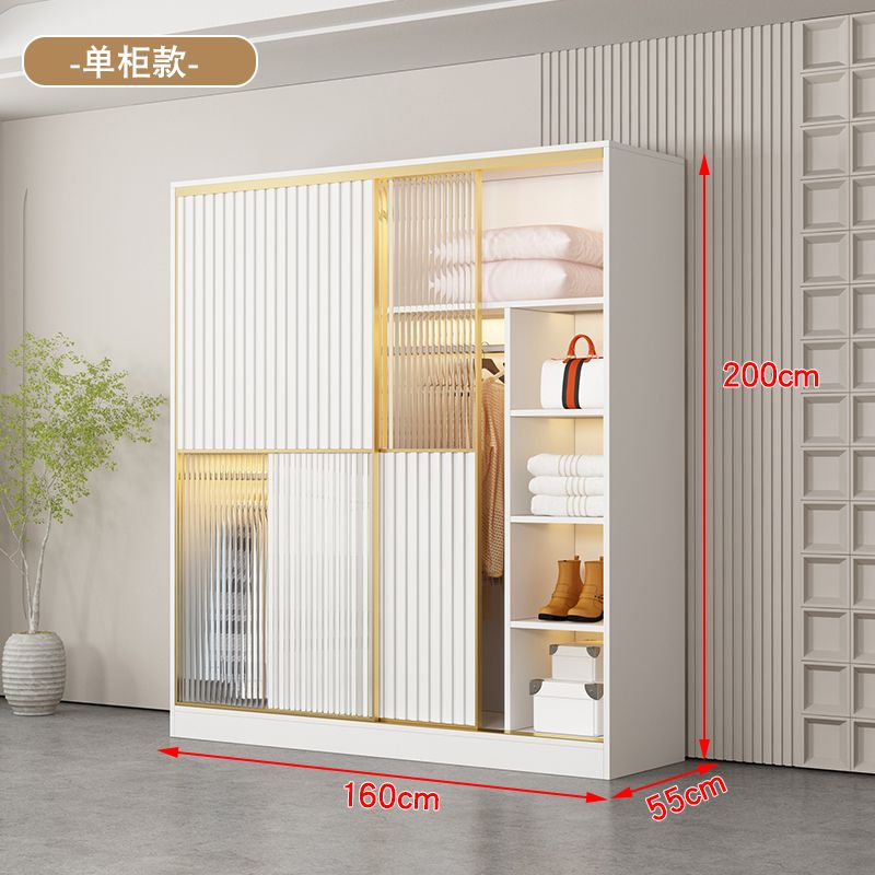 法式轻奢衣柜实木现代简约卧室家用玻璃门梳妆台组合衣橱组装衣柜