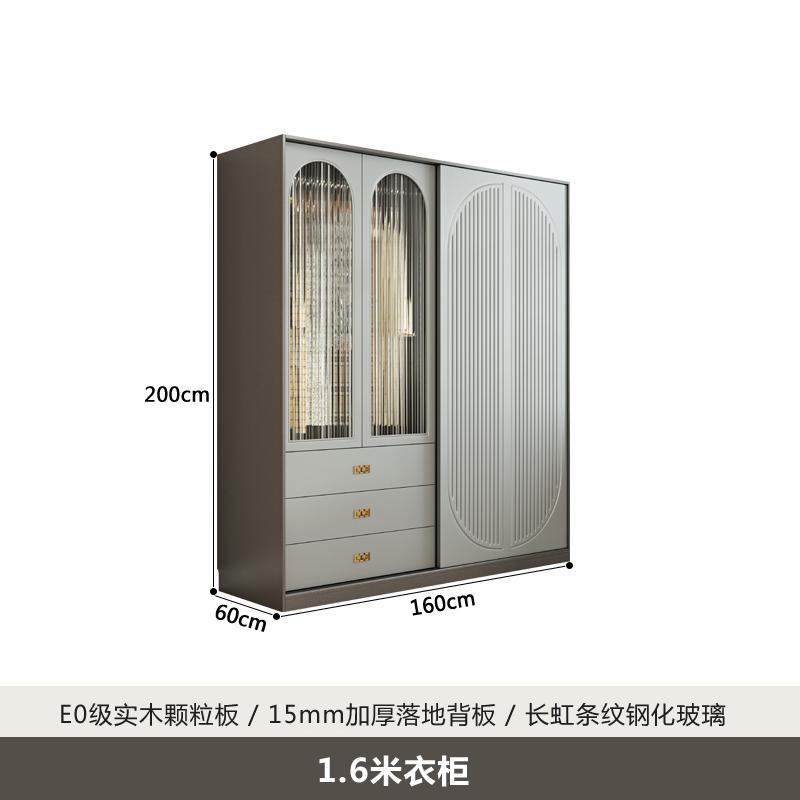 轻奢风北欧推拉门衣柜家用卧室儿童衣柜带书桌一体转角组合衣橱柜