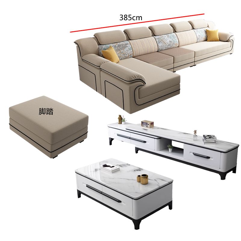菲玛仕新客厅大小户型简约现代免洗艺术冬夏两用凉席布艺沙发组合