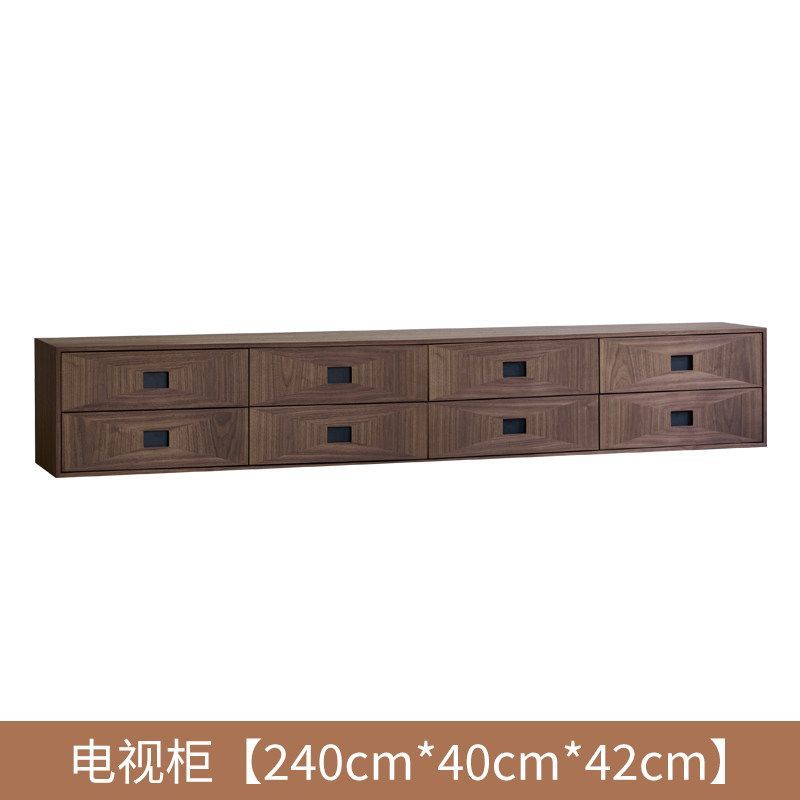中古風電視櫃黑胡桃木色實木電視機櫃侘寂風家用儲物櫃子復古地櫃